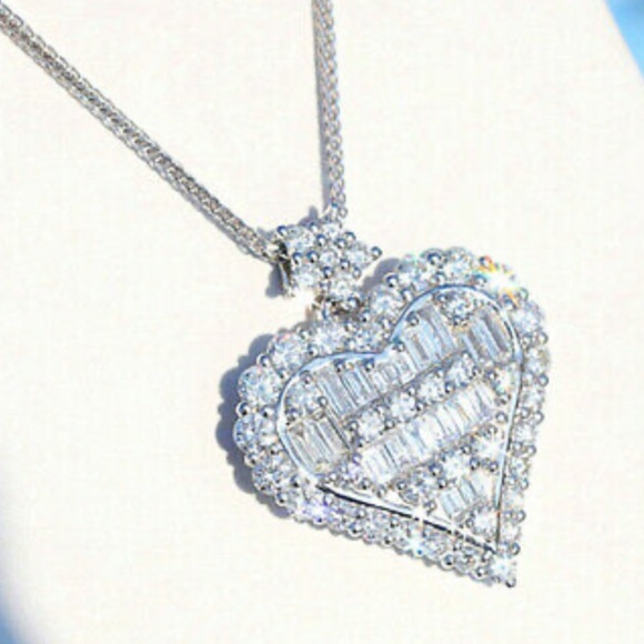 NEW Sterling silver Heart Diamond Necklace - Picture 5 of 5